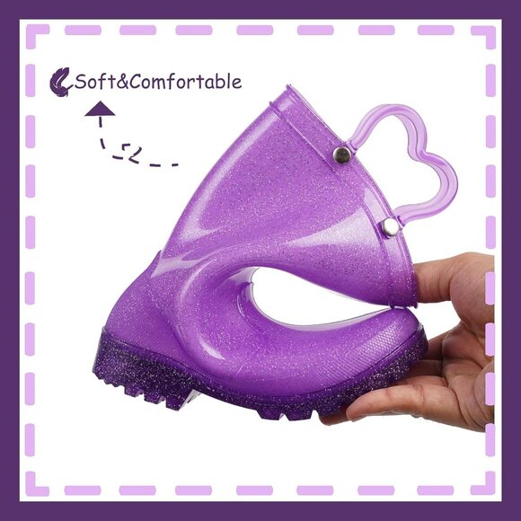 Outee Toddler Girls Rain Boot Purple Polyvinyl Chloride  Lightwight Waterproof - Picture 5 of 6